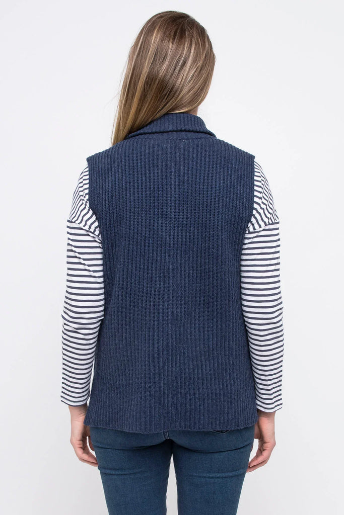 1/2 Zip Vest in Navy Marle - EumundiStyle