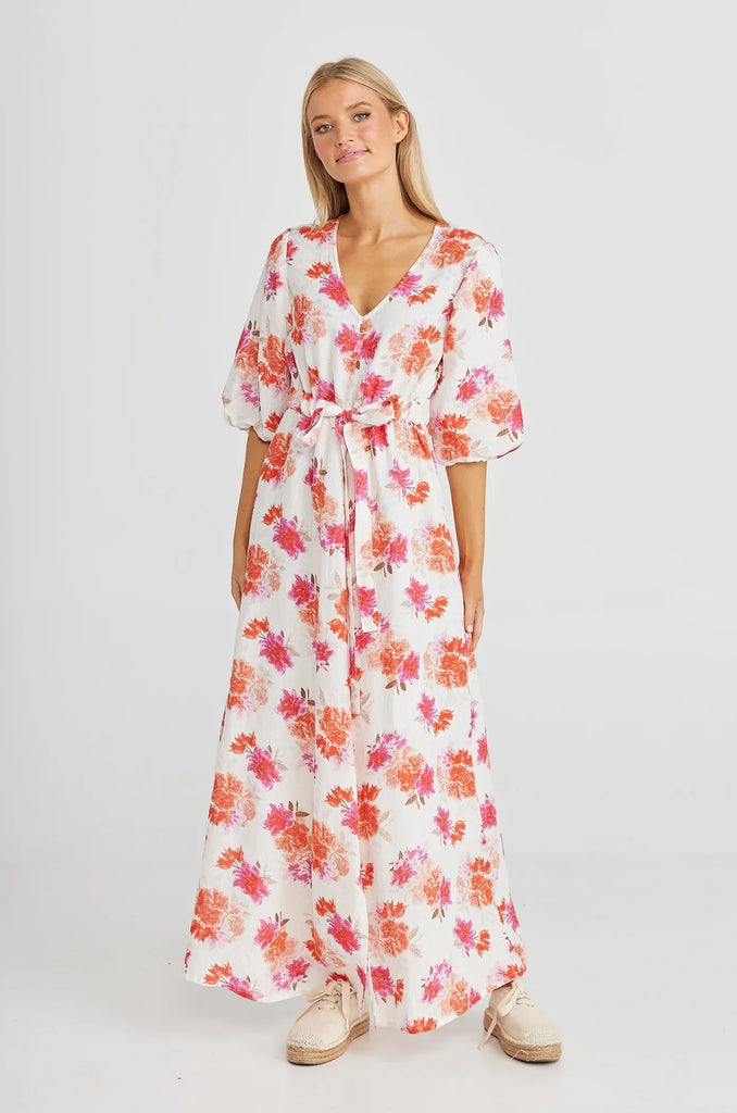 Ava Dress in Bouquet Linen - EumundiStyle