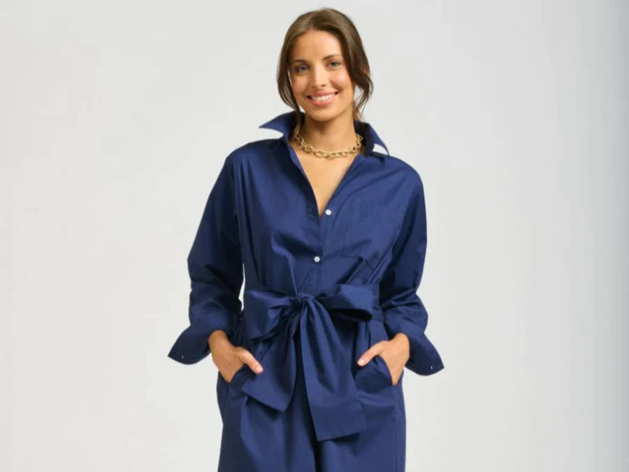 Classic Shirt Dress - Dark Denim - EumundiStyle