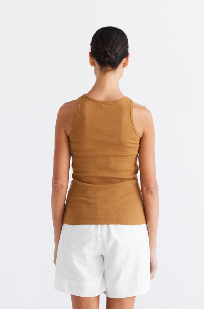 Essential Rib Tank in Toffee - EumundiStyle