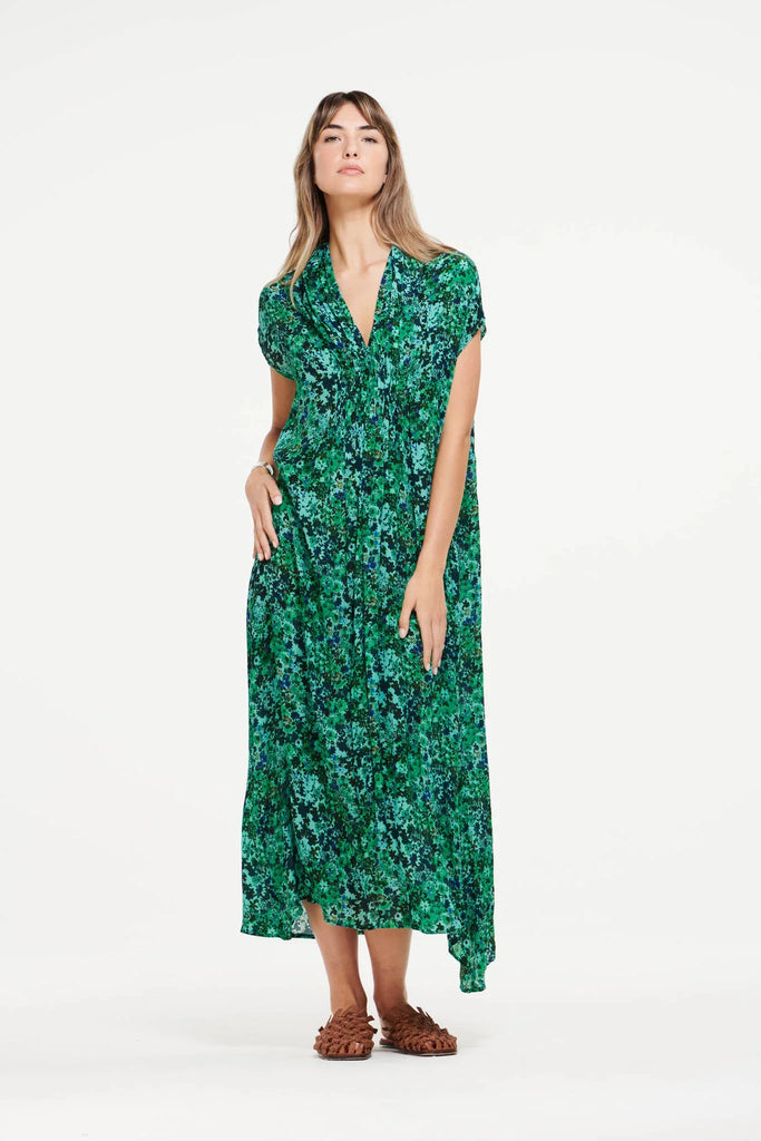 Flo Dress in Villandry Emerald - EumundiStyle