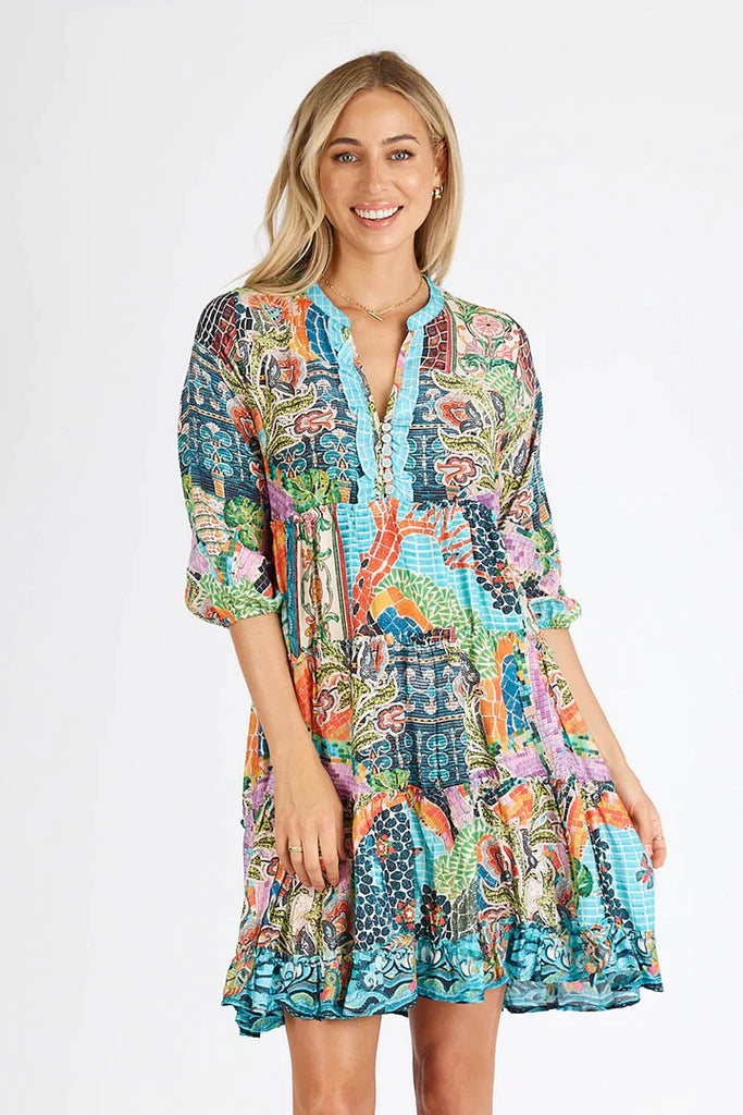 Mosaic Tiered Dress - Print - EumundiStyle