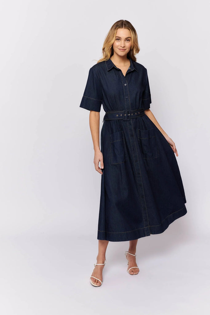 Rizzo Dress in Indigo Denim - EumundiStyle