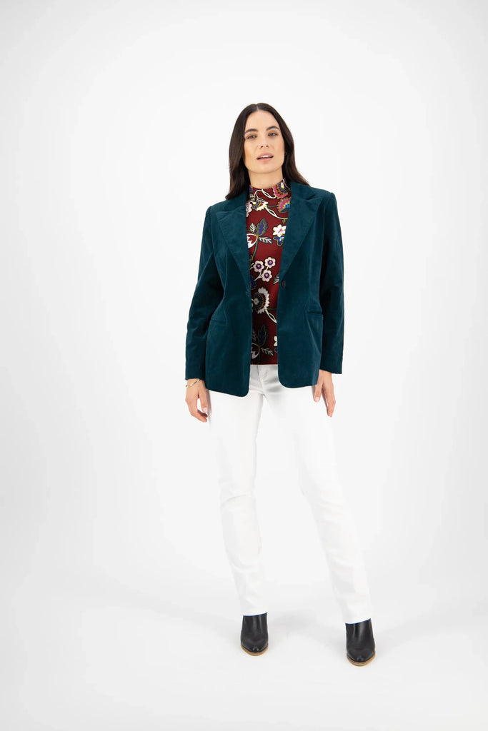 Shaped Cord Blazer in Peacock - EumundiStyle