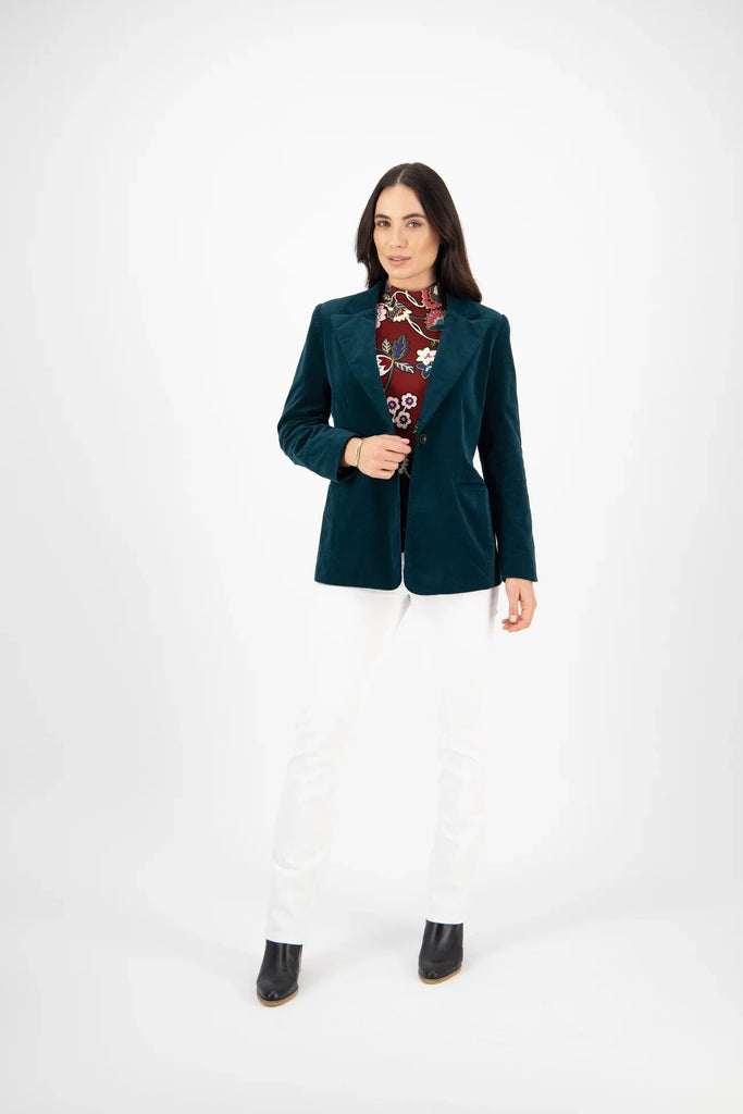 Shaped Cord Blazer in Peacock - EumundiStyle