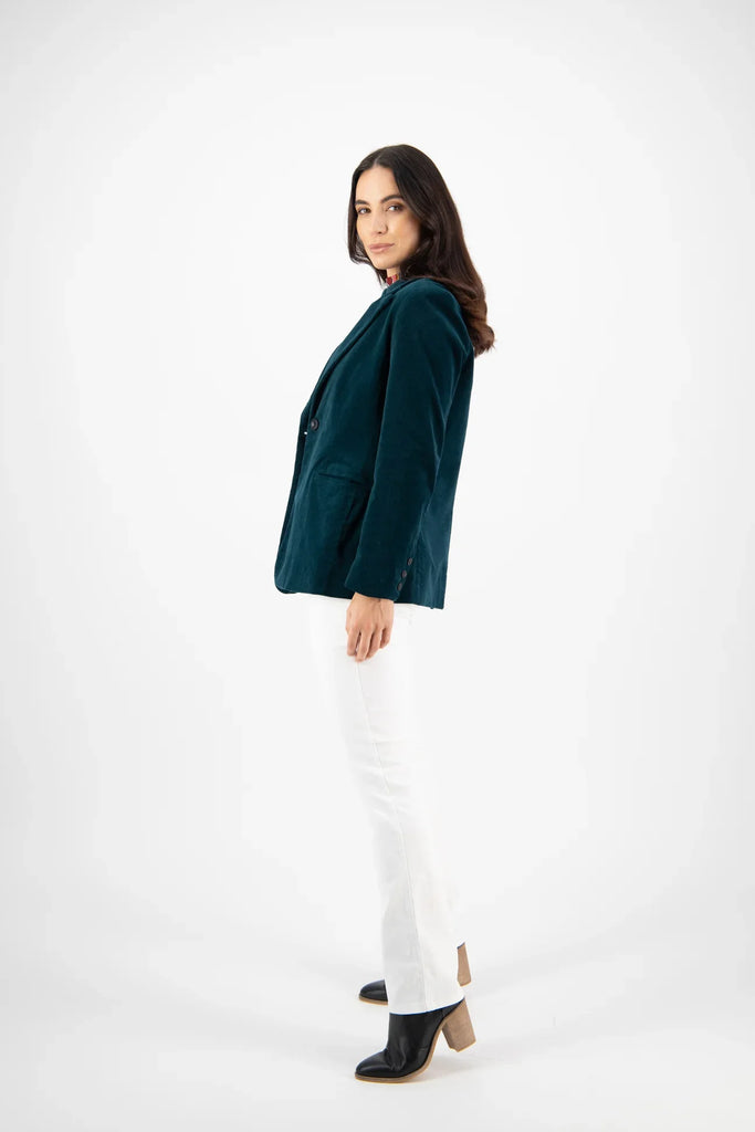 Shaped Cord Blazer in Peacock - EumundiStyle