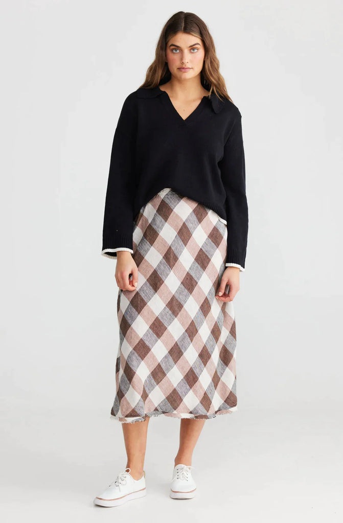 Sicily Skirt in Luciana Check - EumundiStyle