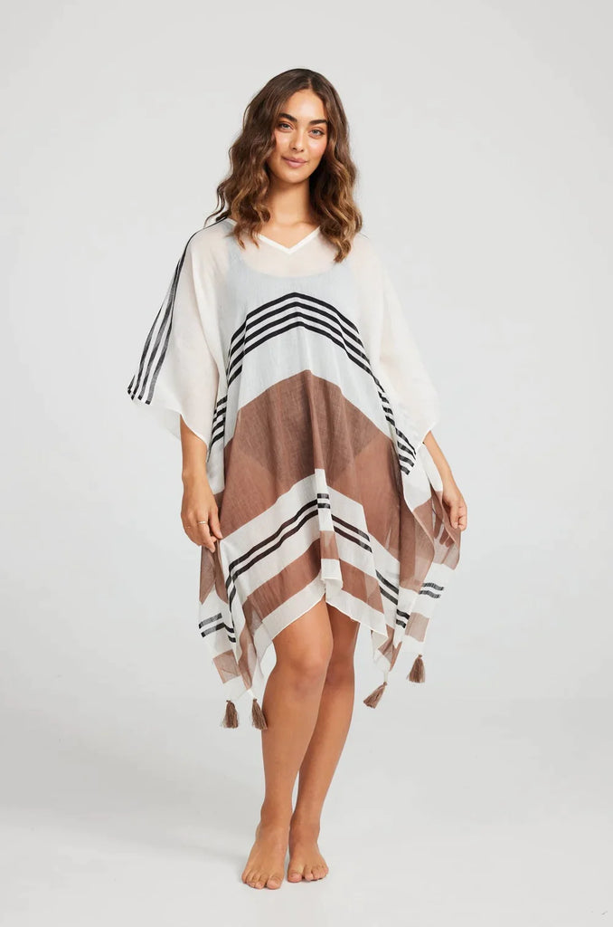 Sierra Kaftan - Cocoa Malibu Stripe - EumundiStyle