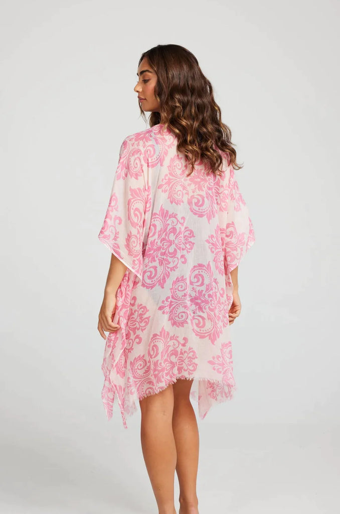 Sierra Kaftan - Hot Pink + Pink Sorbet Fleur de Lis - EumundiStyle