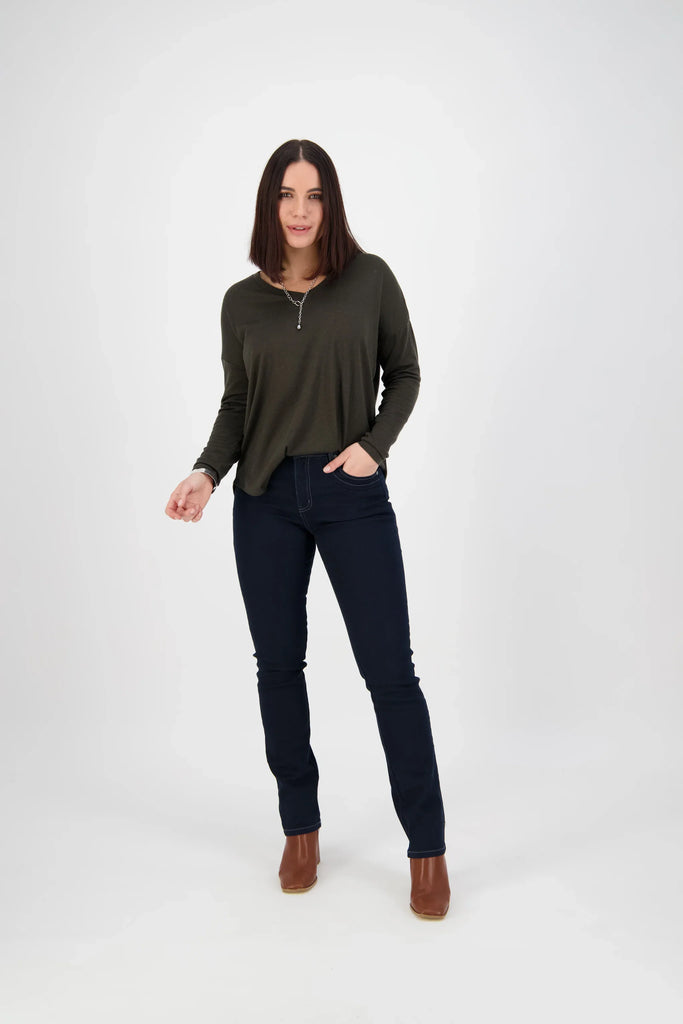 Slim Leg Full Length Jean in Indigo Denim - EumundiStyle