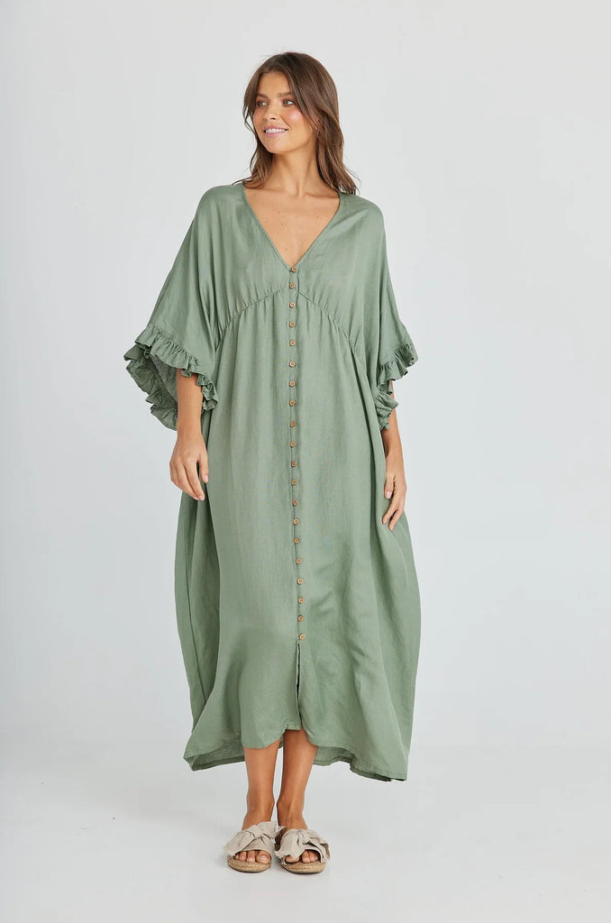 Willow Dress - Sage Linen Viscose - EumundiStyle