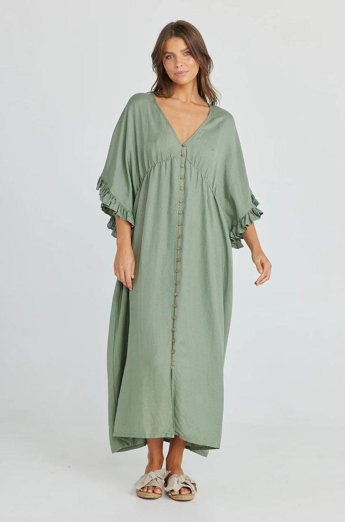 Willow Dress - Sage Linen Viscose - EumundiStyle