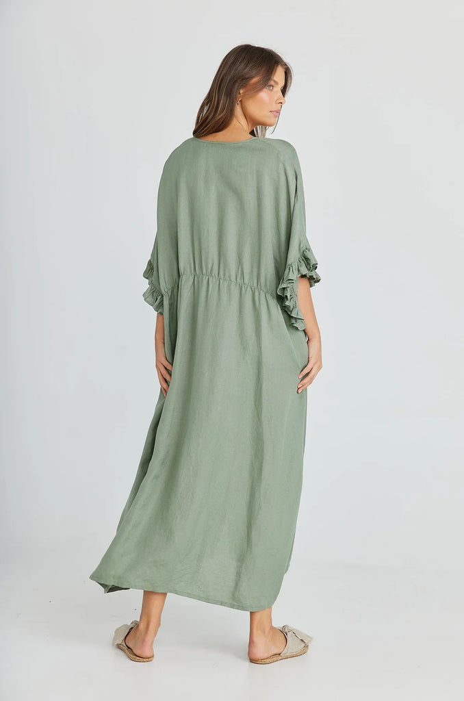 Willow Dress - Sage Linen Viscose - EumundiStyle